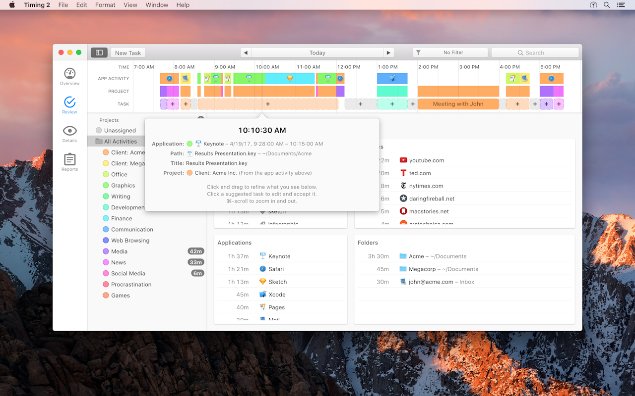 Timing on Setapp Automatic time and productivity tracking.